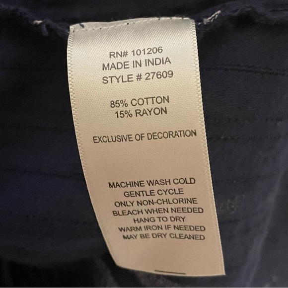 Soft Surroundings | Navy Blue Fish Embroidered Beaded Top - Picture 4 of 6